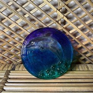 - Vintage 90s Style Glass Dolphin Paperweight Aquatic